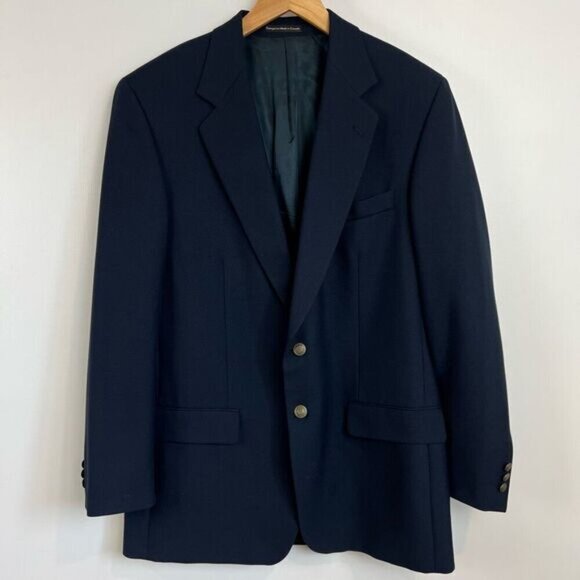 Vintage Moores 42L Navy Vintage Wool Blend Blazer Sports Coat Jacket Britanny - Picture 1 of 13